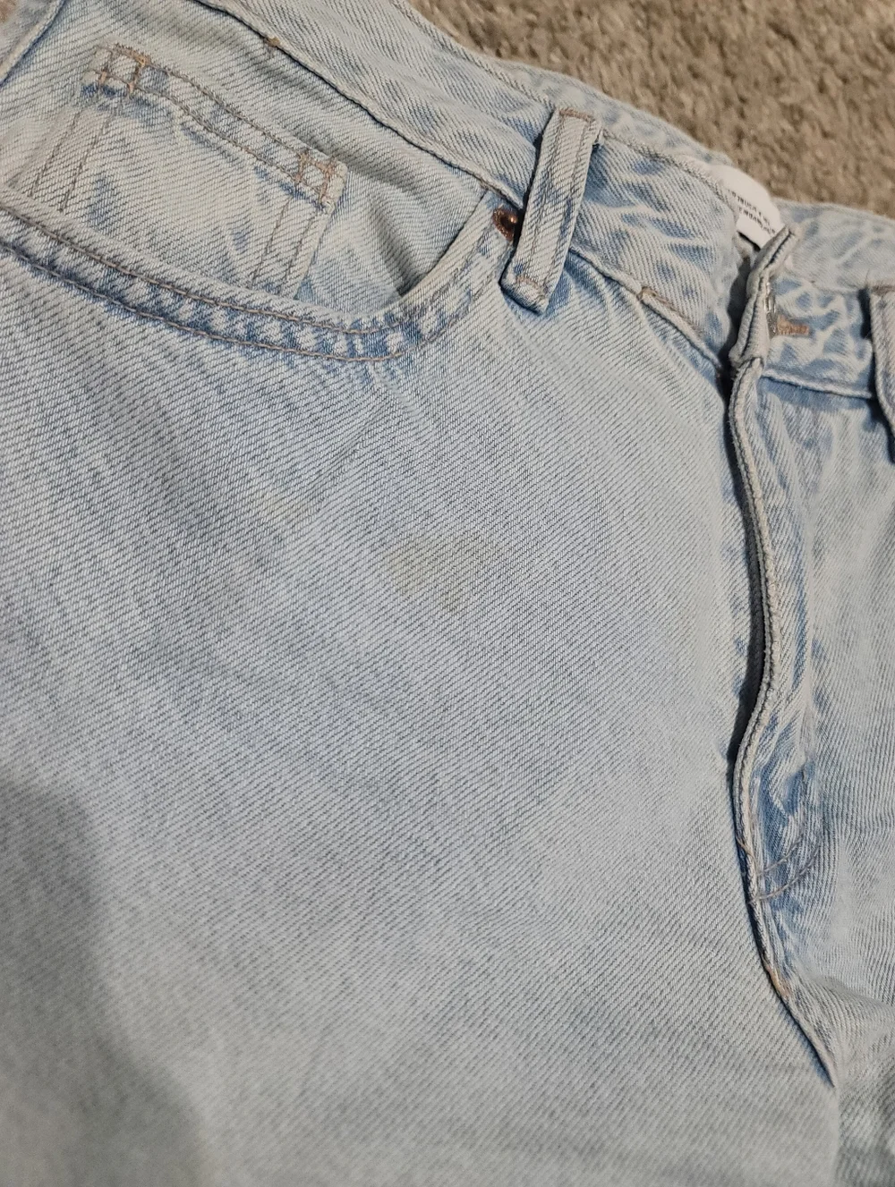 Zara Mid Rise Light Blue Wash TRF Belt Loop Cargo Wide Leg Jeans 4 - Picture 11 of 11